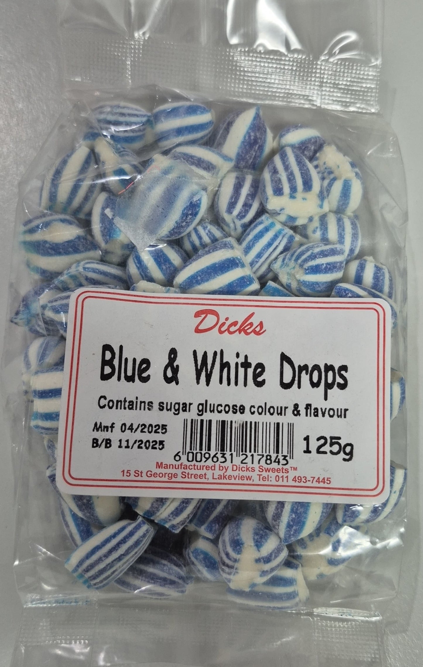 DICKS BLUE AND WHITE DROPS 125g