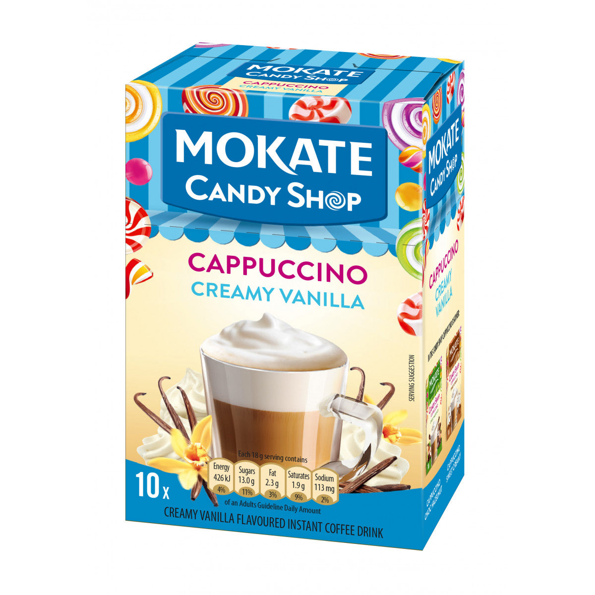 MOKATE CANDY SHOP CAPPUCCINO SWEET VANILLA (10 x 22g)