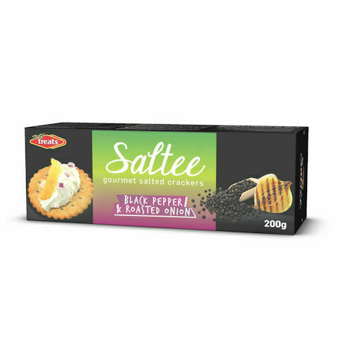 SALTEE CRACKERS BLACK PEPPER & ROASTED ONION 200g