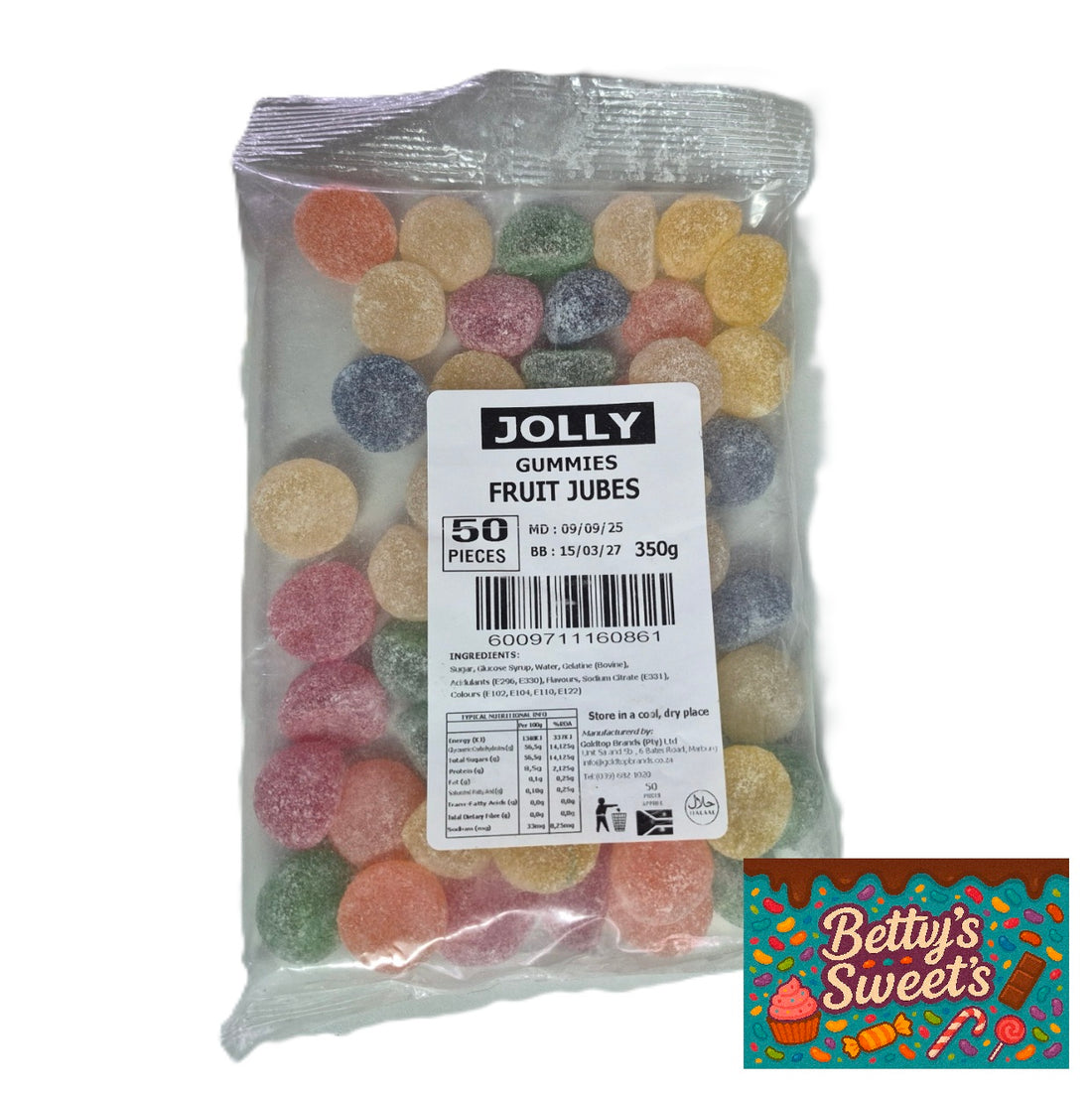 Jolly Gummies Fruit Jubes 50pcs 350g – Bettys Sweets
