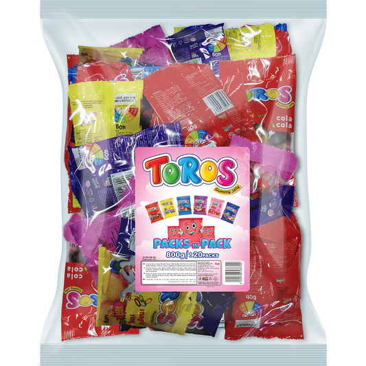 TOROS GUMMY JELLY PACKS IN PACK 800g (20 Pkts)