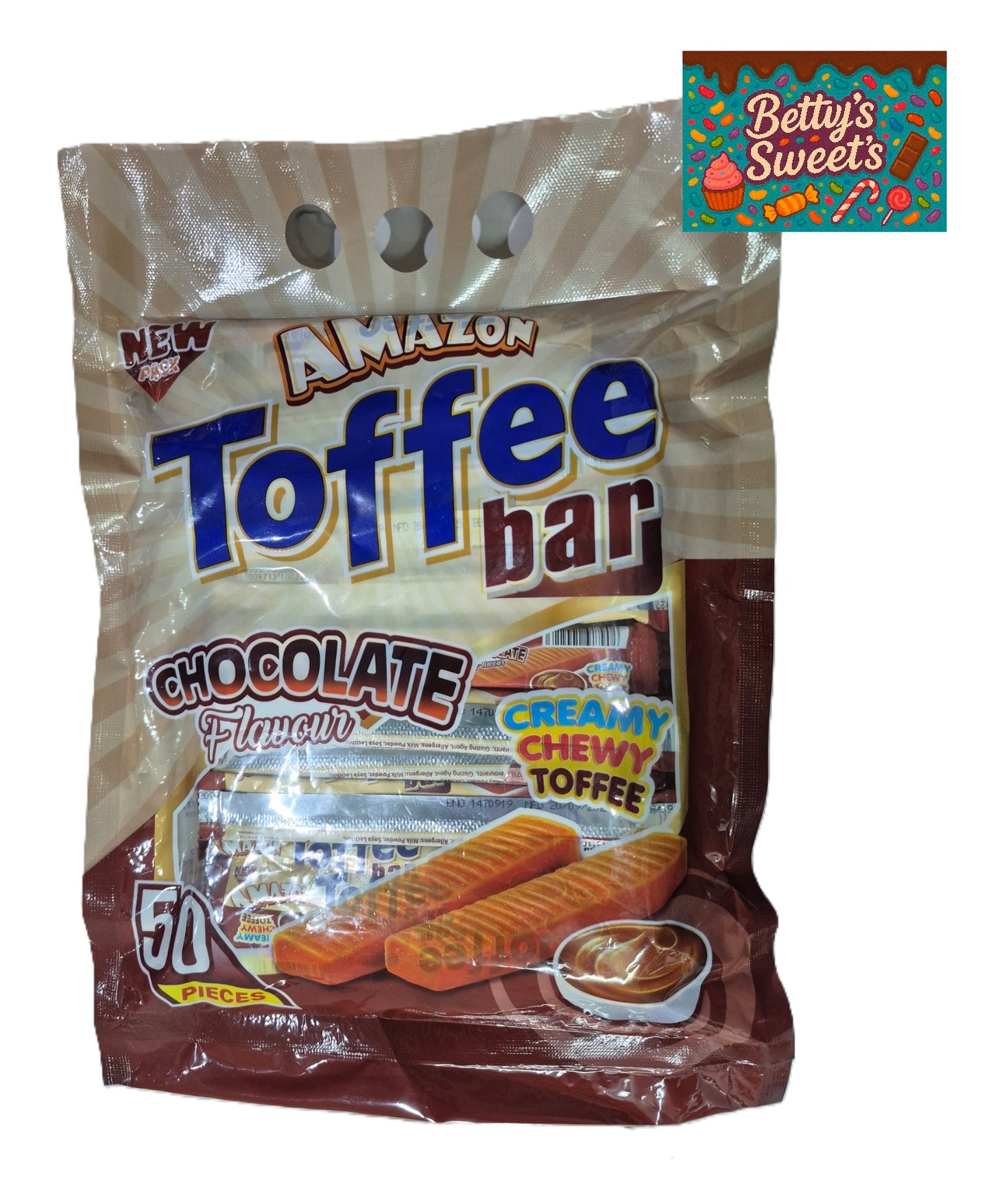Amazon Toffee Bar Chocolate 50 pcs