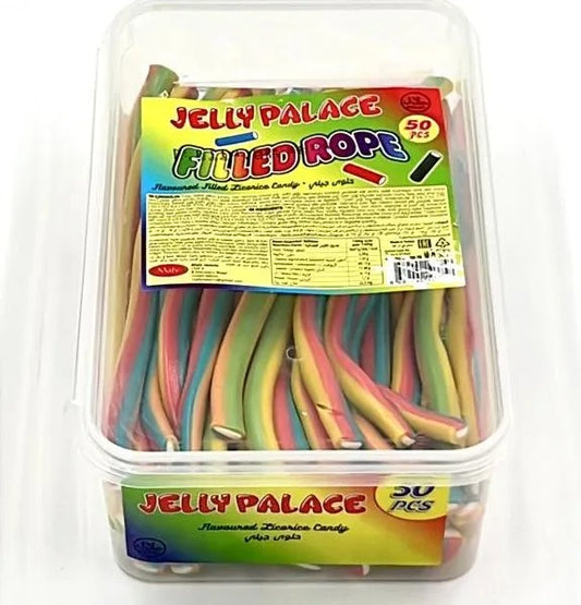 JELLY PALACE FILLED ROPE FLAVOURED LICORICE RAINBOW COLOURS (50 Pcs)