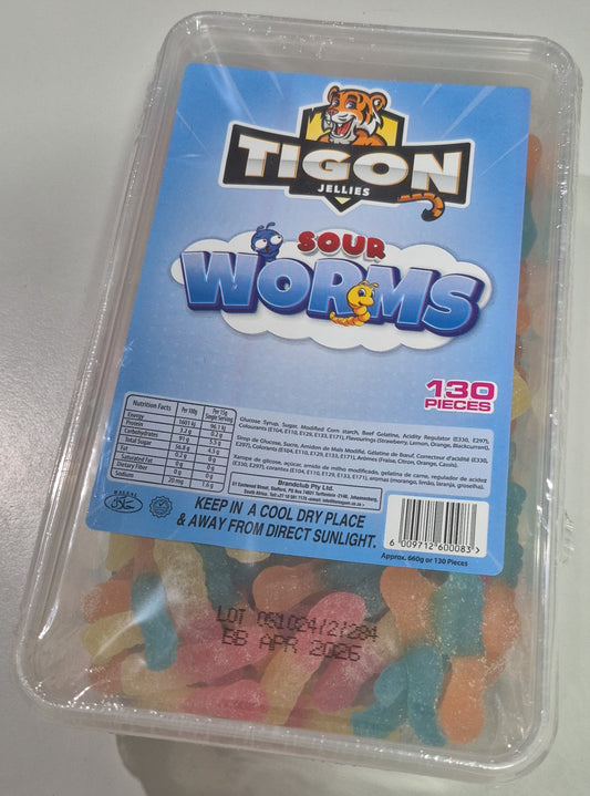 TIGON JELLIES SOUR WORMS (130 Pcs)
