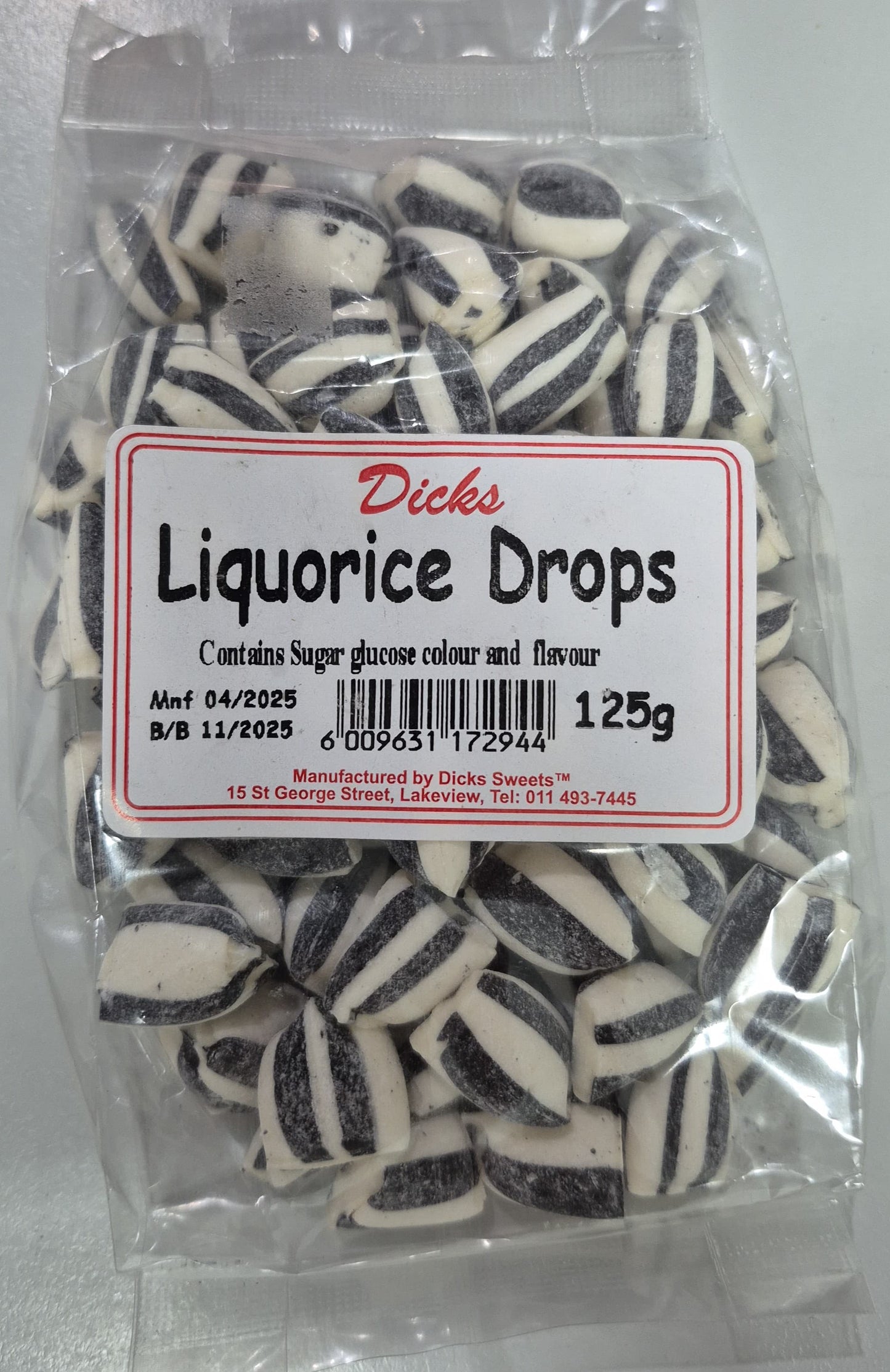 DICKS LIQUORICE DROPS 125g