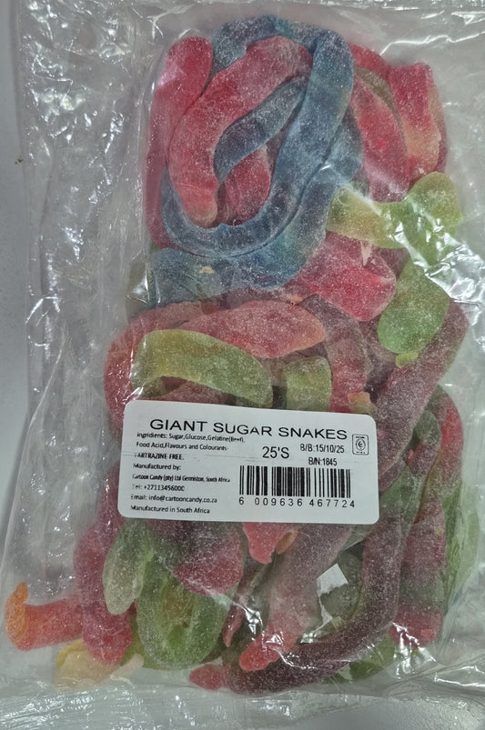 CARTOON CANDY GIANT SUGAR SNAKES (25’s)