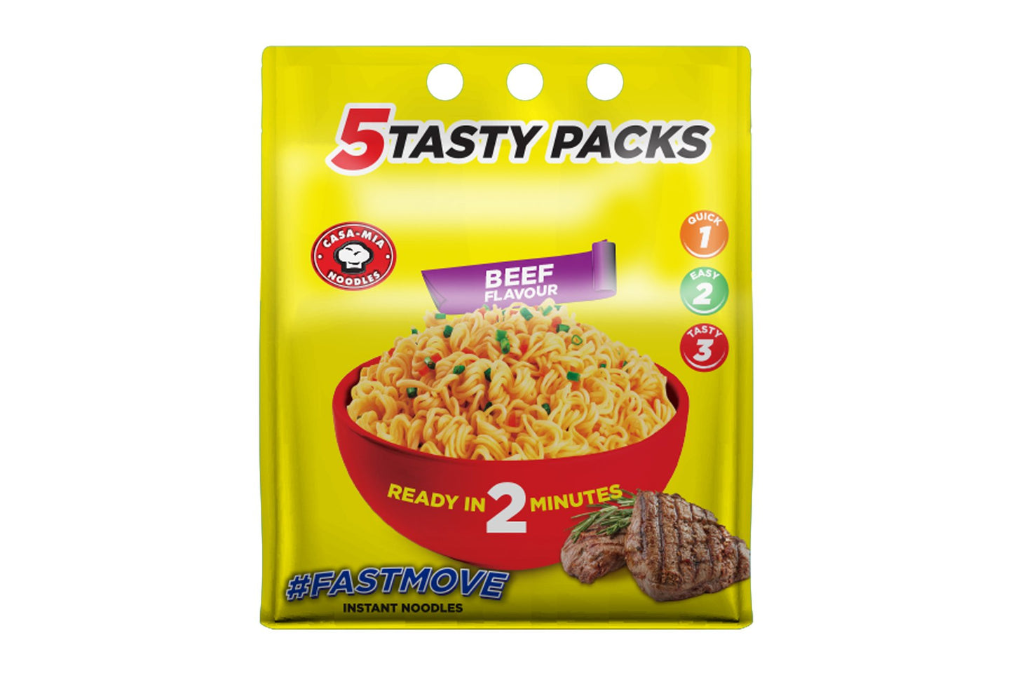 CASA MIA NOODLES BEEF 5 x 70g