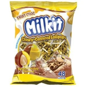 MILKIT BANANA CHOCOLATE LOLLIPOPS 48pcs