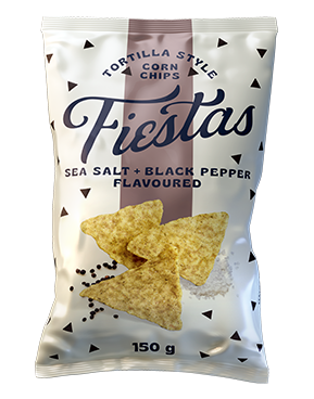 FIESTA CORN CHIPS SEA SALT AND BLACK PEPPER 150g