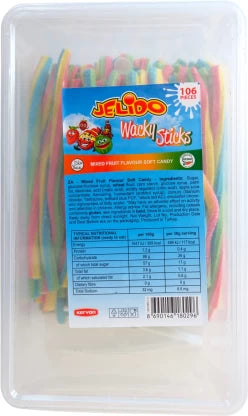 JELIDO WACKY STICKS MIXED FRUIT FLAVOUR (106 Pcs)
