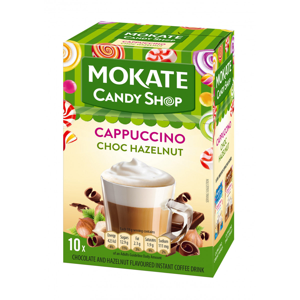MOKATE CANDY SHOP CAPPUCCINO CHOC HAZELNUT (10 x 22g)